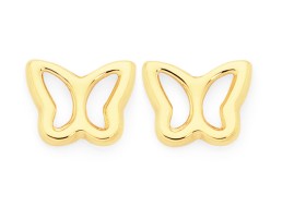 9ct+Gold+Open+Butterfly+Stud+Earrings