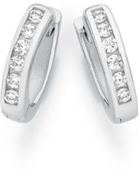 Sterling+Silver+15mm+Cubic+Zirconia+Creole+Hoop+Earrings