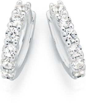 Sterling-Silver-Claw-Cubic-Zirconia-Huggie-Earrings on sale