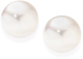 Sterling+Silver+6-6.5mm+Button+Cultured+Freshwater+Pearl+Stud+Earrings