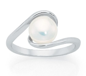 Sterling+Silver+Cultured+Freshwater+Pearl+Swirl+Ring