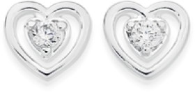 Sterling+Silver+Delicate+Heart+Frame+Cubic+Zirconia+Studs