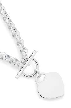 Sterling+Silver+19cm+Belcher+T-Bar+With+Heart+Bracelet