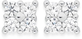 Sterling+Silver+Cubic+Zirconia+Square+Studs