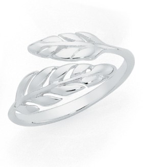 Sterling+Silver+Two+Leaf+Crossover+Ring