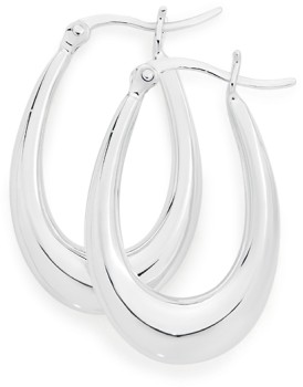 Sterling+Silver+Polished+Oval+Creole+Earrings