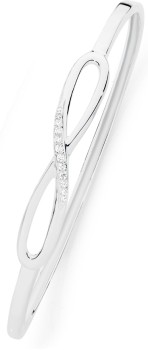 Sterling+Silver+67x60mm+Cubic+Zirconia+Infinity+Top+Bangle