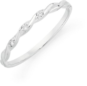 Sterling+Silver+Cubic+Zirconia+Twist+Ring