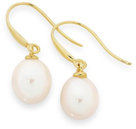 9ct+Gold+Cultured+Freshwater+Pearl+Earrings