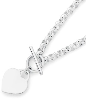 Sterling+Silver+48cm+Belcher+T-Bar+With+Heart+Necklet