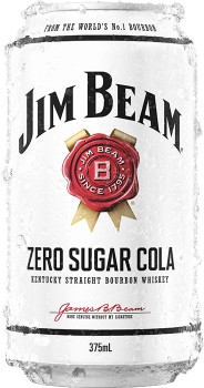 Jim+Beam+White+Label+Bourbon+%26amp%3B+Zero+Sugar+Cola+Cans+10+Pack+375mL