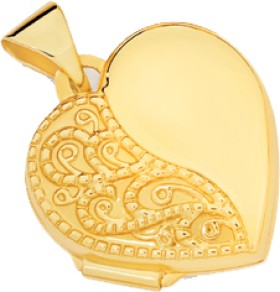 9ct-Gold-15mm-Engraved-Heart-Locket on sale