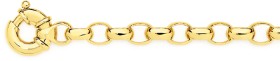 9ct+Gold+19cm+Solid+Belcher+Bolt+Ring+Bracelet