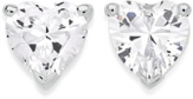 Sterling+Silver+5mm+Heart+Cubic+Zirconia+Studs