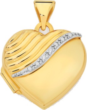 9ct-Gold-Diamond-Set-Heart-Locket on sale