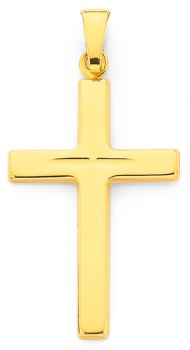 9ct-Gold-24mm-Diamond-Cut-Cross-Pendant on sale