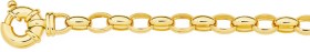 9ct+Gold+19cm+Solid+Oval+Belcher+Bolt+Ring+Bracelet