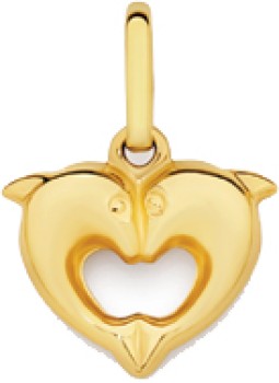 9ct+Gold+Double+Dolphin+Heart+Pendant