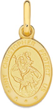 9ct-Gold-12mm-Oval-Saint-Christopher-Medallion-Pendant on sale