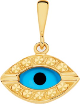 9ct+Gold+Diamond-Cut+Evil+Eye+Pendant