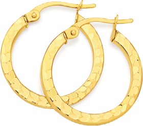 9ct-Gold-15mm-Diamond-Cut-Square-Tube-Hoop-Earrings on sale