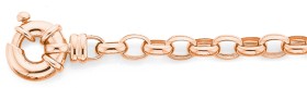 9ct+Rose+Gold+19cm+Solid+Belcher+Bolt+Ring+Bracelet