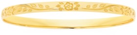 9ct+Gold+65mm+Solid+Engraved+Bangle