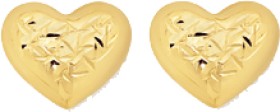 9ct+Gold+Heart+Stud+Earrings