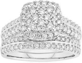 18ct-White-Gold-Diamond-Cushion-Shape-Bridal-Set on sale