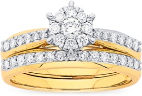 9ct+Gold+Diamond+Bridal+Set