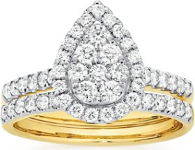 9ct+Gold+Diamond+Bridal+Set