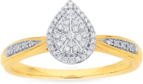 9ct+Gold+Diamond+Pear+Shape+Ring