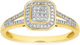 9ct+Gold+Diamond+Cushion+Split+Ring