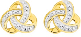 9ct+Gold+Diamond+Celtic+Knot+Stud+Earrings