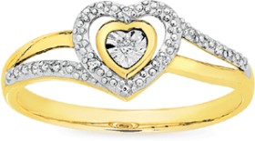 9ct+Gold+Diamond+Heart+Dress+Ring