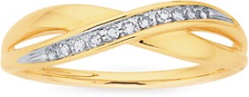 9ct+Gold+Diamond+Crossover+Ring