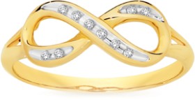 9ct+Gold+Diamond+Infinity+Ring