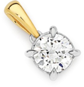 Alora+10ct+Two+Tone+Gold+1%2F2+Carat+Solitaire+Lab+Grown+Diamond+Pendant