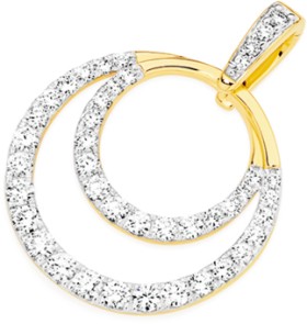 Alora-10ct-Gold-Lab-Grown-Diamond-Double-Circle-Pendant on sale