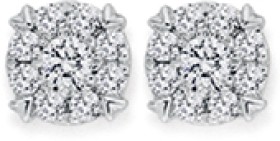 9ct-Gold-Diamond-Cluster-Stud-Earrings on sale