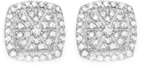 9ct+Gold+Diamond+Cushion+Shape+Stud+Earrings