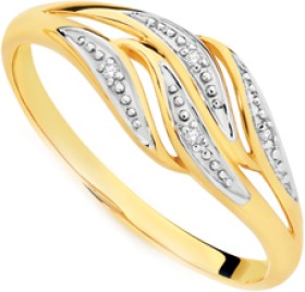 9ct+Gold+Diamond+Multi+Wave+Ring