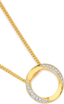 9ct+Gold+Diamond+Open+Circle+Slider+Pendant