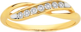 9ct+Gold+Diamond+Crossover+Ring