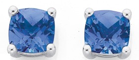 9ct-White-Gold-Created-Ceylon-Sapphire-5mm-Cushion-Cut-Studs on sale