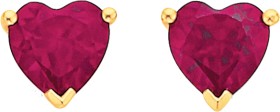 9ct+Gold+Created+Ruby+Heart+Stud+Earrings