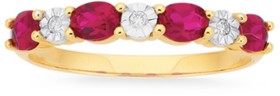 9ct+Gold+Created+Ruby+%26amp%3B+Diamond+Ring