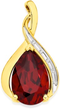 9ct+Gold+Created+Ruby+%26amp%3B+Diamond+Slider+Pendant