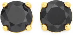 9ct+Gold+Black+Sapphire+4mm+Stud+Earrings