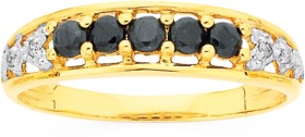 9ct+Gold+Natural+Sapphire+and+Diamond+Ring